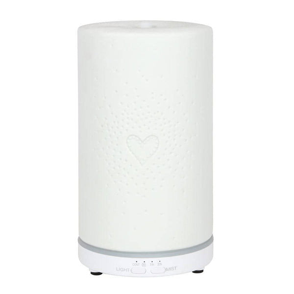 White Ceramic Heart Scatter Electric Aroma Diffuser - Home Decor Emporium