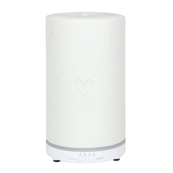 White Ceramic Heart Scatter Electric Aroma Diffuser - Home Decor Emporium