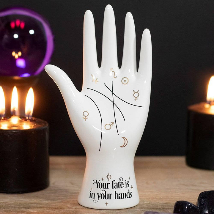 White Ceramic Palmistry Hand Ornament - Home Decor Emporium