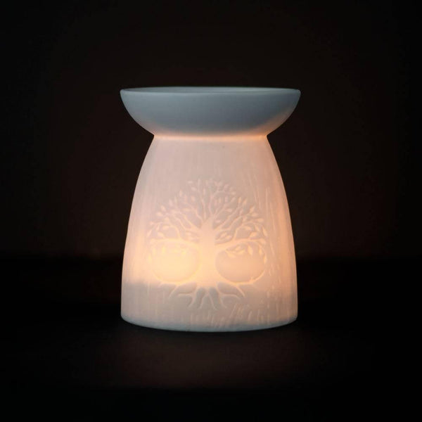 White Ceramic Tree of Life Oil Burner - Home Decor Emporium