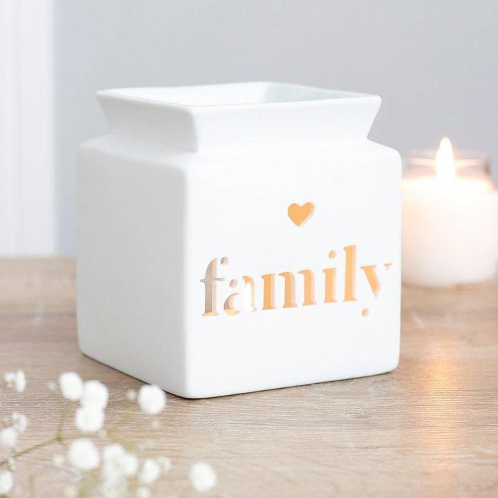 White Family Cut Out Oil Burner - Home Decor Emporium