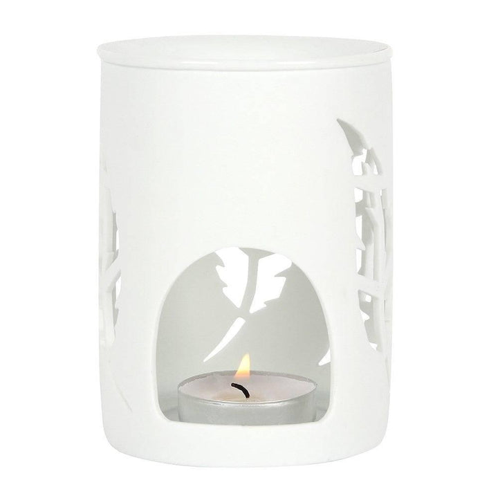 White Feather Cut Out Oil Burner - Home Decor Emporium