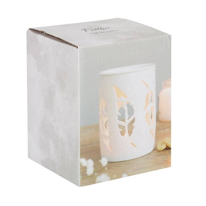 White Feather Cut Out Oil Burner - Home Decor Emporium