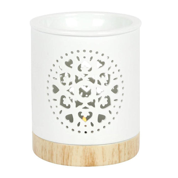 White Mandala Cut Out Oil Burner - Home Decor Emporium