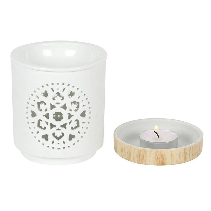 White Mandala Cut Out Oil Burner - Home Decor Emporium