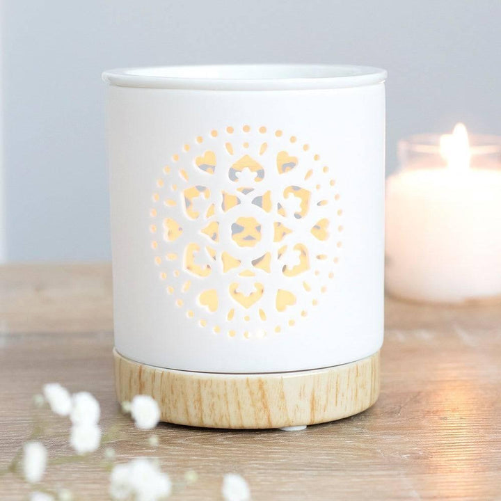 White Mandala Cut Out Oil Burner - Home Decor Emporium