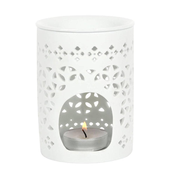 White Matte Cut Out Oil Burner - Home Decor Emporium