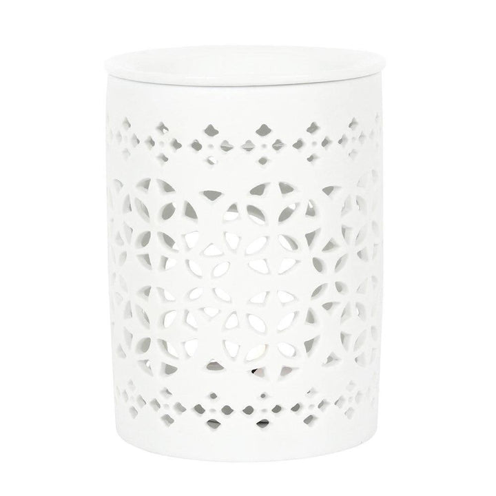 White Matte Cut Out Oil Burner - Home Decor Emporium