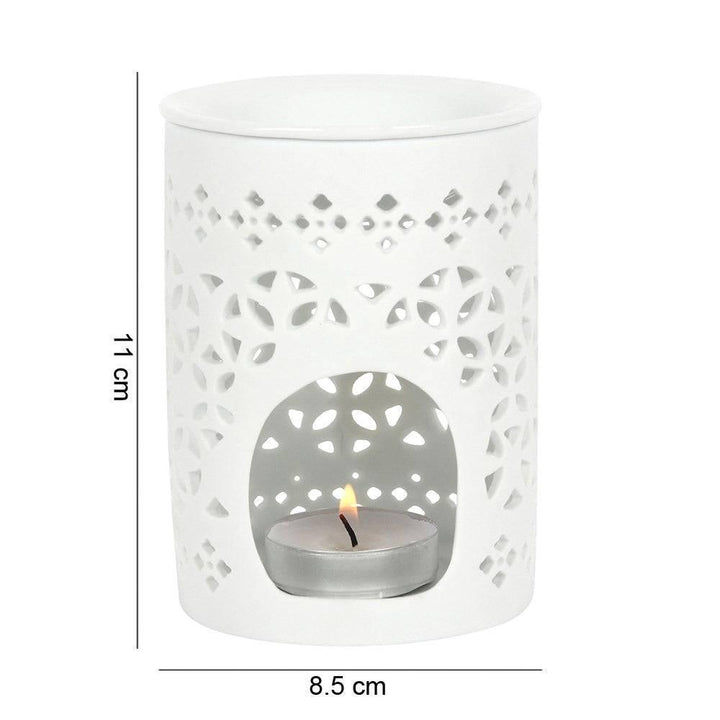 White Matte Cut Out Oil Burner - Home Decor Emporium