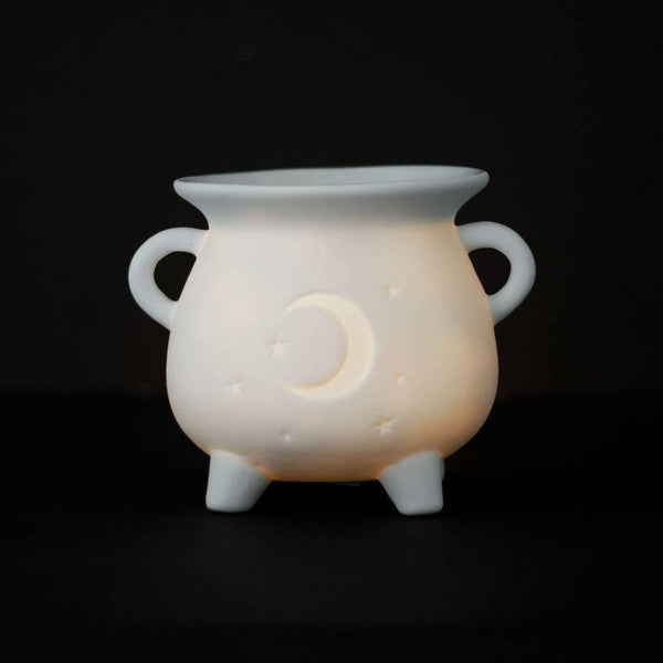 White Mystical Moon Cauldron Oil Burner - Home Decor Emporium