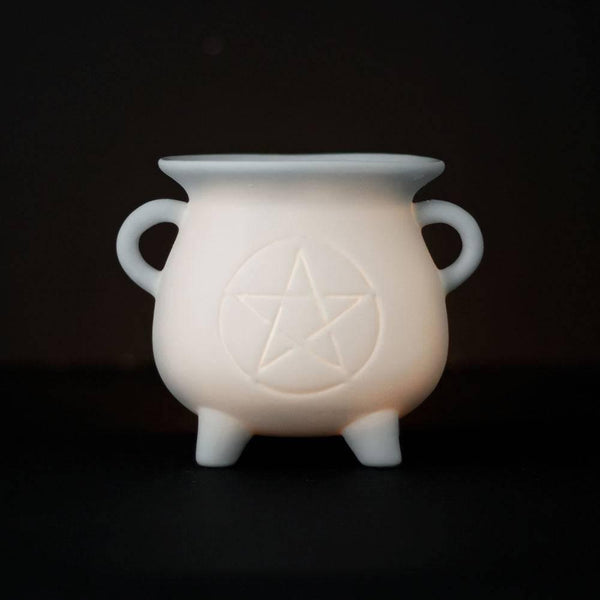 White Pentagram Cauldron Oil Burner - Home Decor Emporium