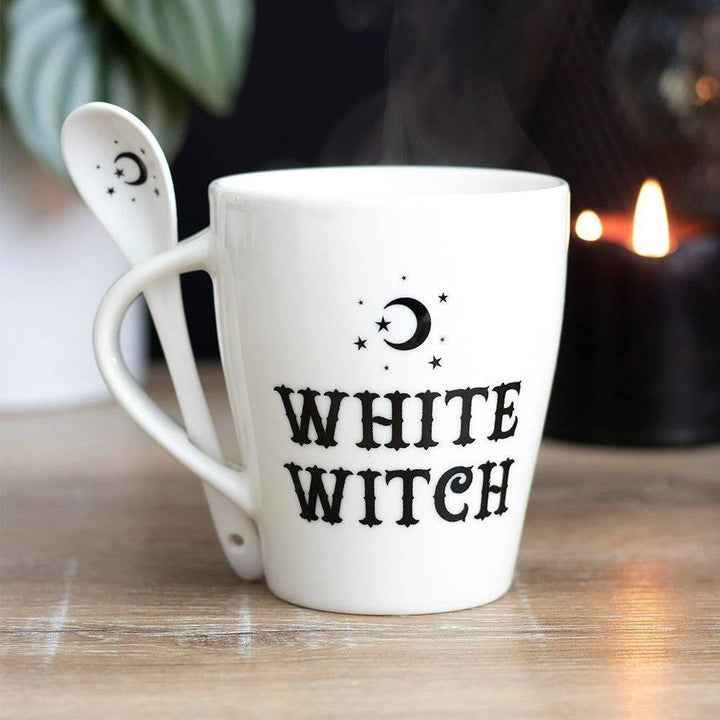 White Witch Mug and Spoon Set - Home Decor Emporium