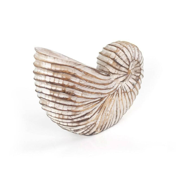 Whitewash Albasia Wood Shell Ornament - Home Decor Emporium