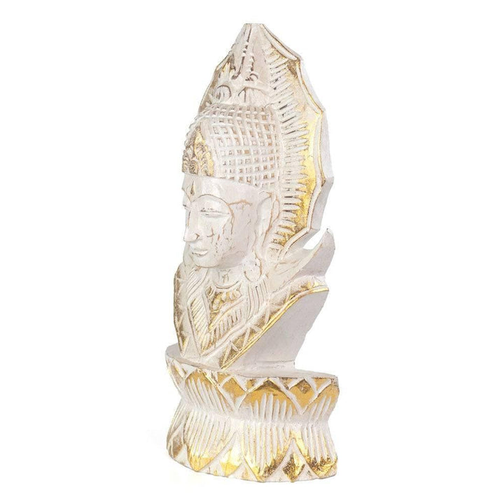 Whitewash Albasia Wood Thai Buddha - Home Decor Emporium