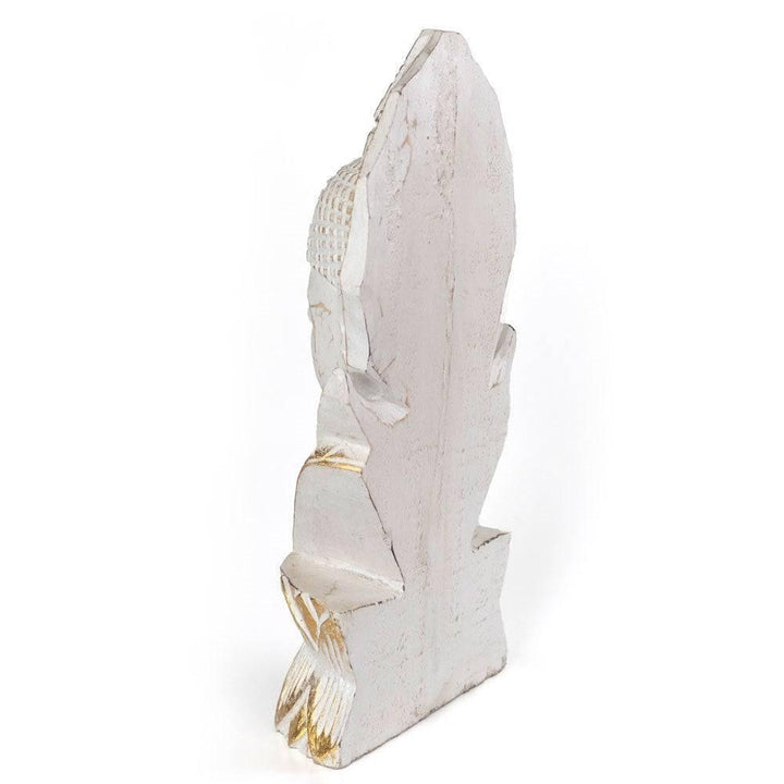 Whitewash Albasia Wood Thai Buddha - Home Decor Emporium