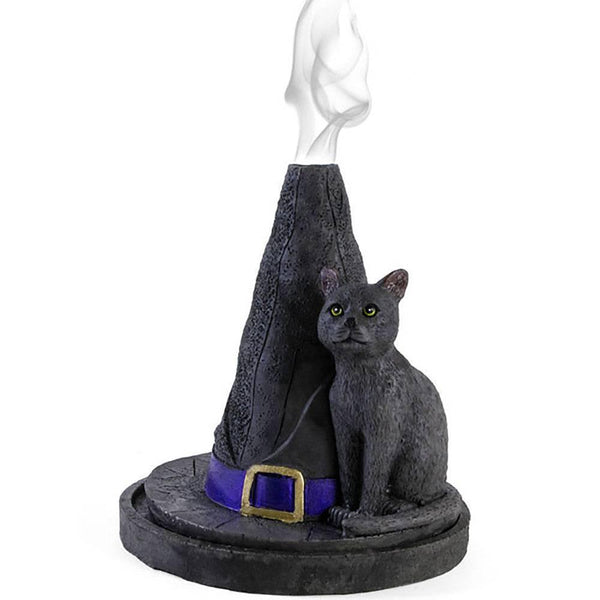 Witch Hat With Cat Incense Cone Holder - Home Decor Emporium