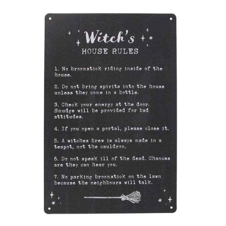 Witch's House Rules Metal Sign - Home Decor Emporium