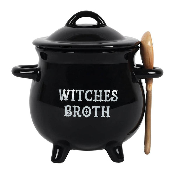 Witches Broth Cauldron Soup Bowl with Broom Spoon - Home Decor Emporium