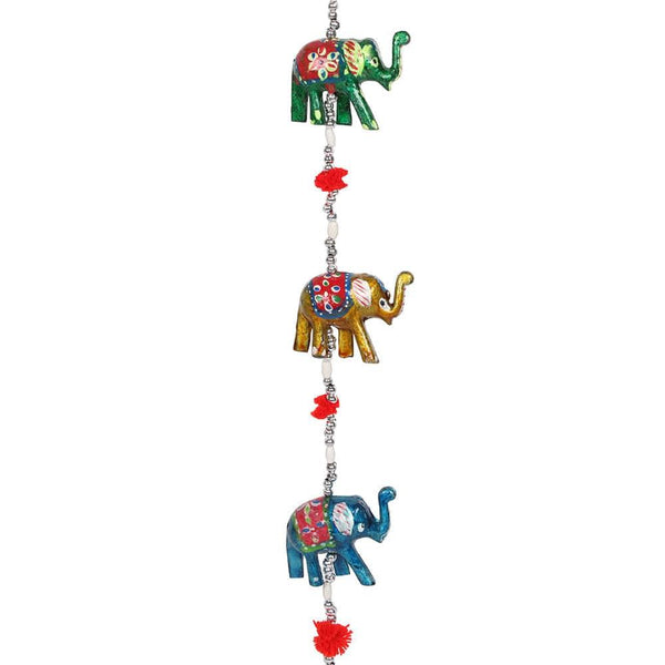 Wooden Hanging Elephant Decoration with Bell - Home Decor Emporium