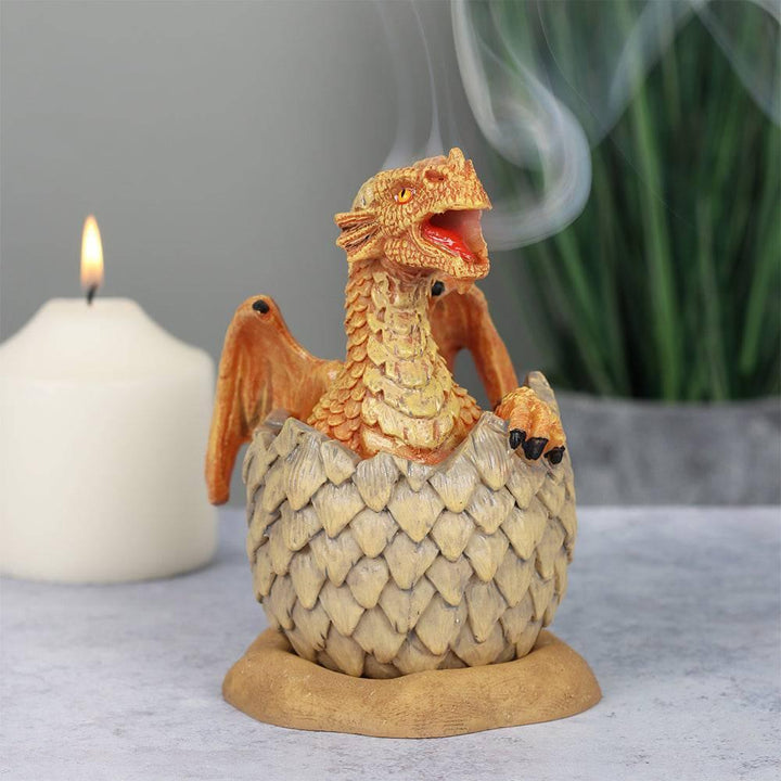 Yellow Hatching Dragon Incense Cone Burner - Home Decor Emporium