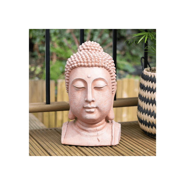 41cm Terracotta Effect Buddha Head Ornament - Home Decor Emporium