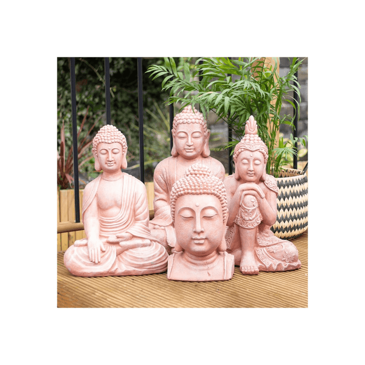 41cm Terracotta Effect Buddha Head Ornament - Home Decor Emporium