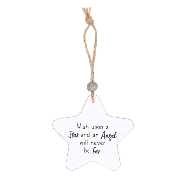 An Angel Will Never Be Far Hanging Star Sentiment Sign - Home Decor Emporium