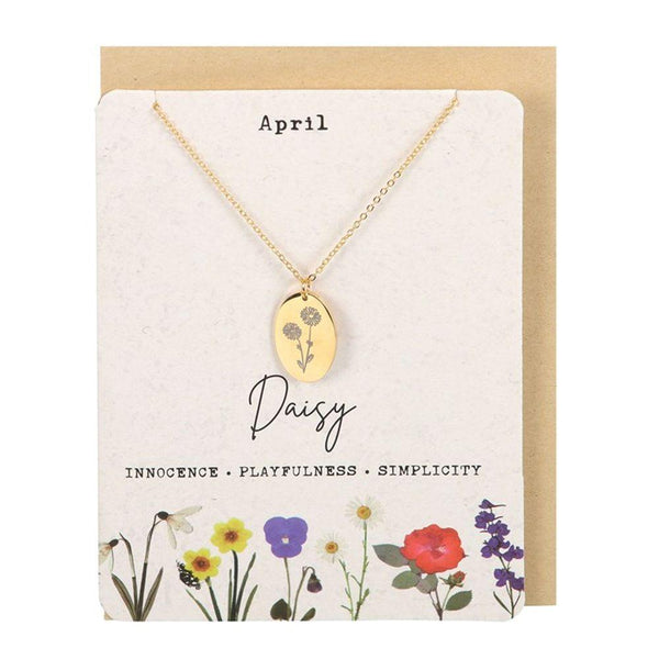 April Daisy Birth Flower Necklace Card - Home Decor Emporium