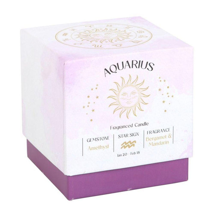 Aquarius Bergamot & Mandarin Gemstone Zodiac Candle - Home Decor Emporium