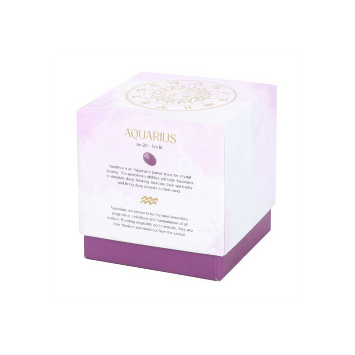 Aquarius Bergamot & Mandarin Gemstone Zodiac Candle - Home Decor Emporium