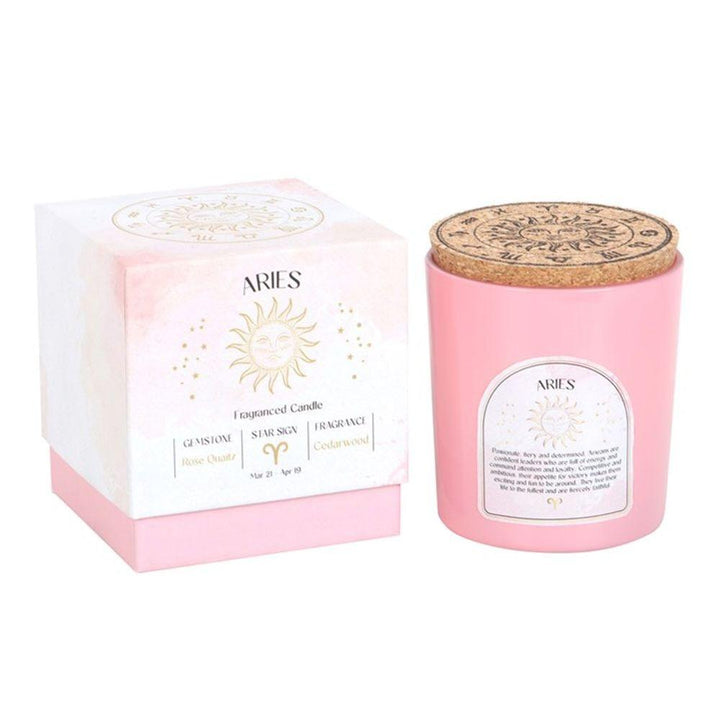 Aries Cedarwood Gemstone Zodiac Candle - Home Decor Emporium