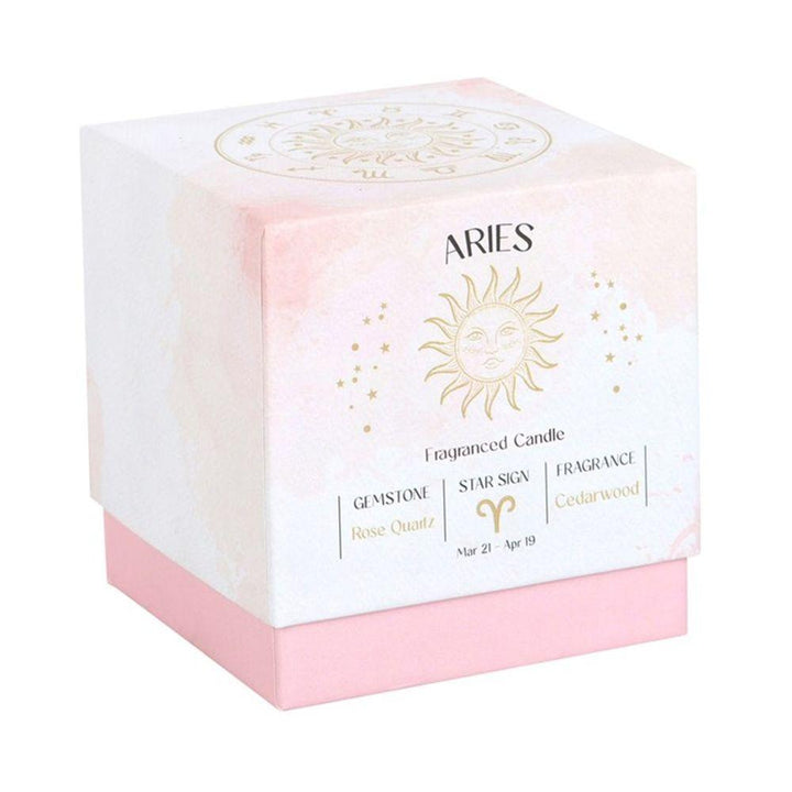 Aries Cedarwood Gemstone Zodiac Candle - Home Decor Emporium