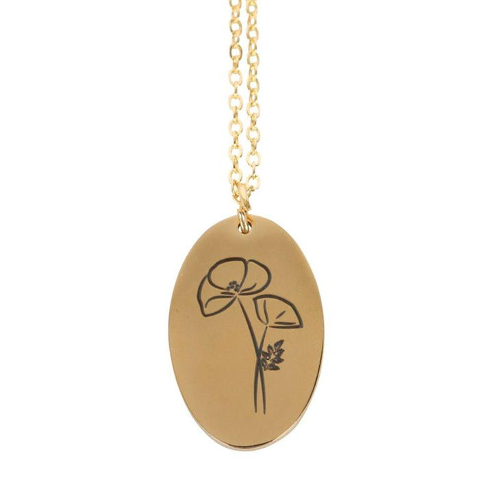 August Poppy Birth Flower Necklace Card - Home Decor Emporium