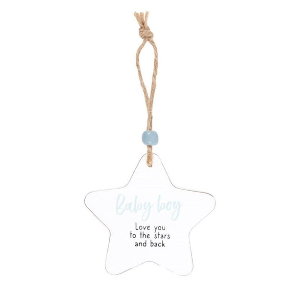 Baby Boy Hanging Star Sentiment Sign - Home Decor Emporium