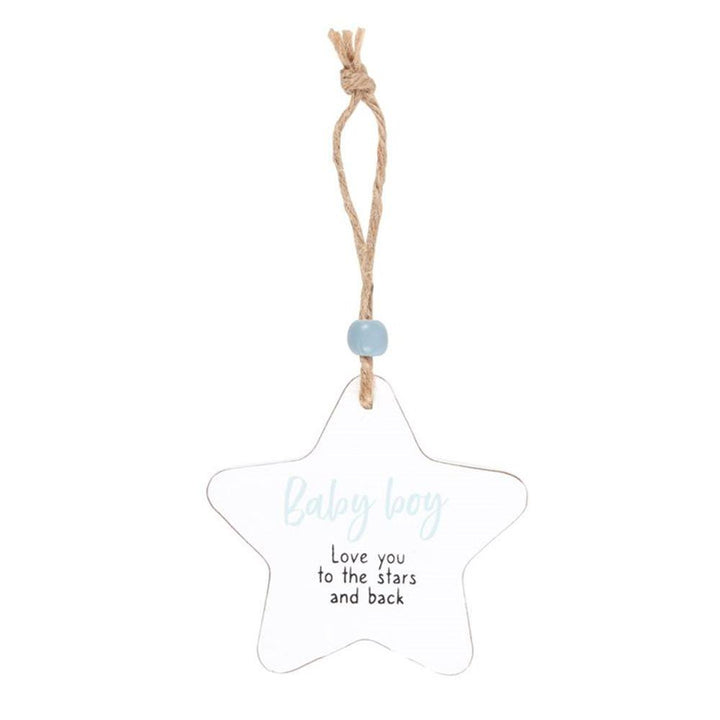 Baby Boy Hanging Star Sentiment Sign - Home Decor Emporium