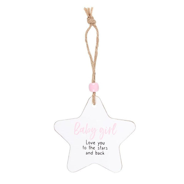 Baby Girl Hanging Star Sentiment Sign - Home Decor Emporium
