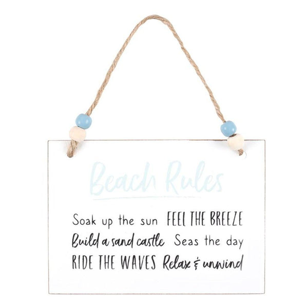 Beach Rules Hanging Sign - Home Decor Emporium