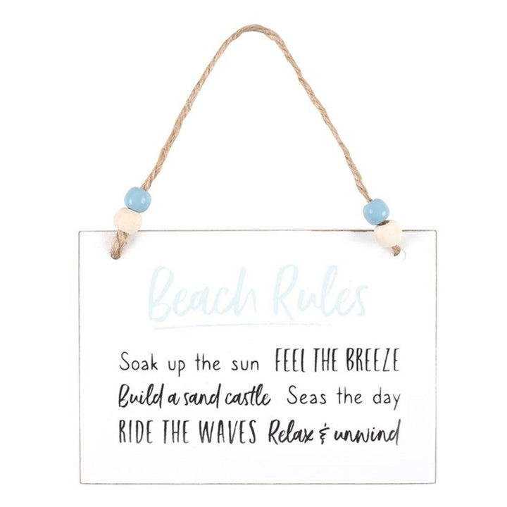 Beach Rules Hanging Sign - Home Decor Emporium