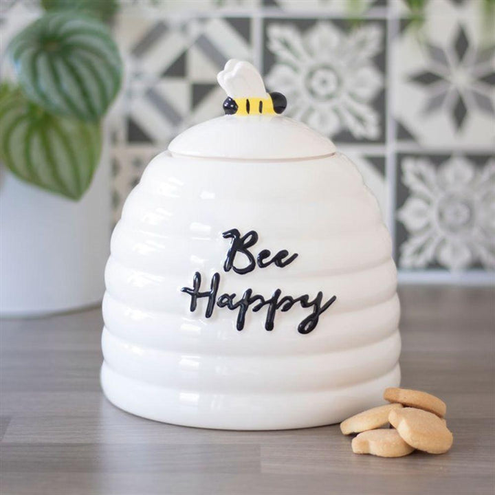 Bee Happy Ceramic Storage Jar - Home Decor Emporium