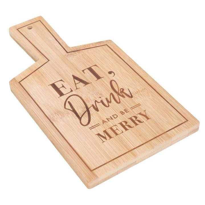 Eat, Drink and Be Merry Bamboo Serving Board - Home Decor Emporium
