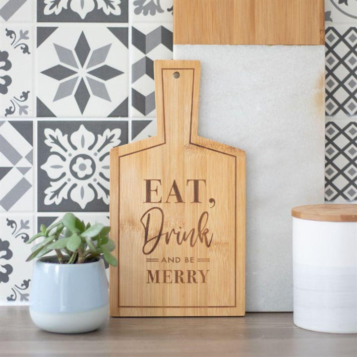 Eat, Drink and Be Merry Bamboo Serving Board - Home Decor Emporium