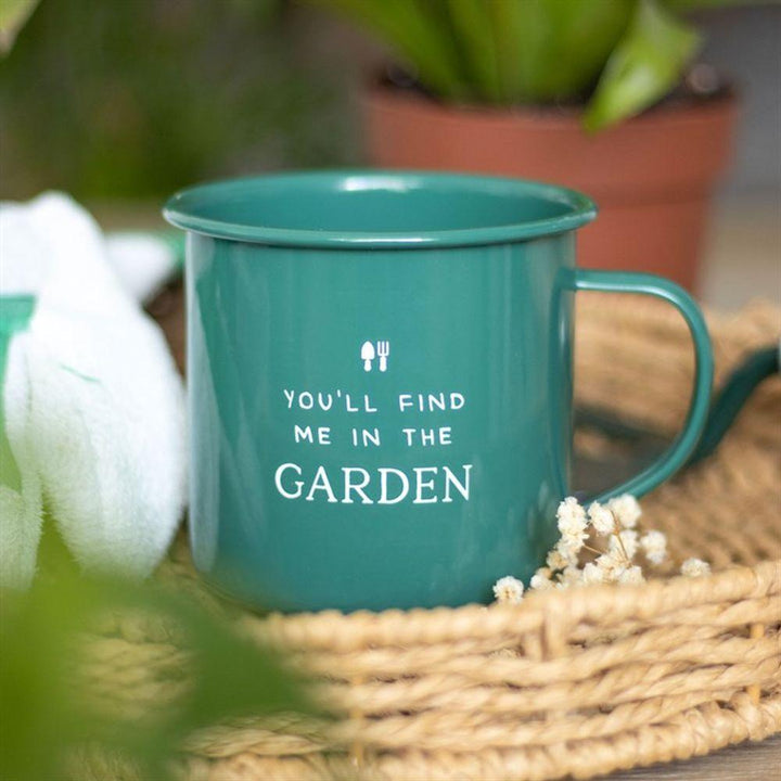Find Me in the Garden Enamel Mug - Home Decor Emporium