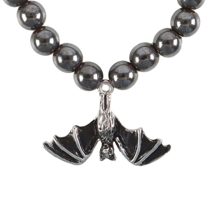 Hanging Bat Hematite Charm Bracelet - Home Decor Emporium