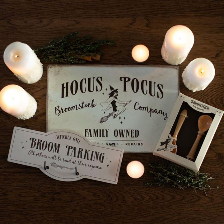 Hocus Pocus Broomstick Company Metal Hanging Sign - Home Decor Emporium