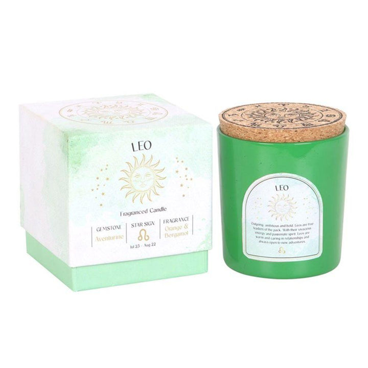 Leo Orange & Bergamot Gemstone Zodiac Candle - Home Decor Emporium