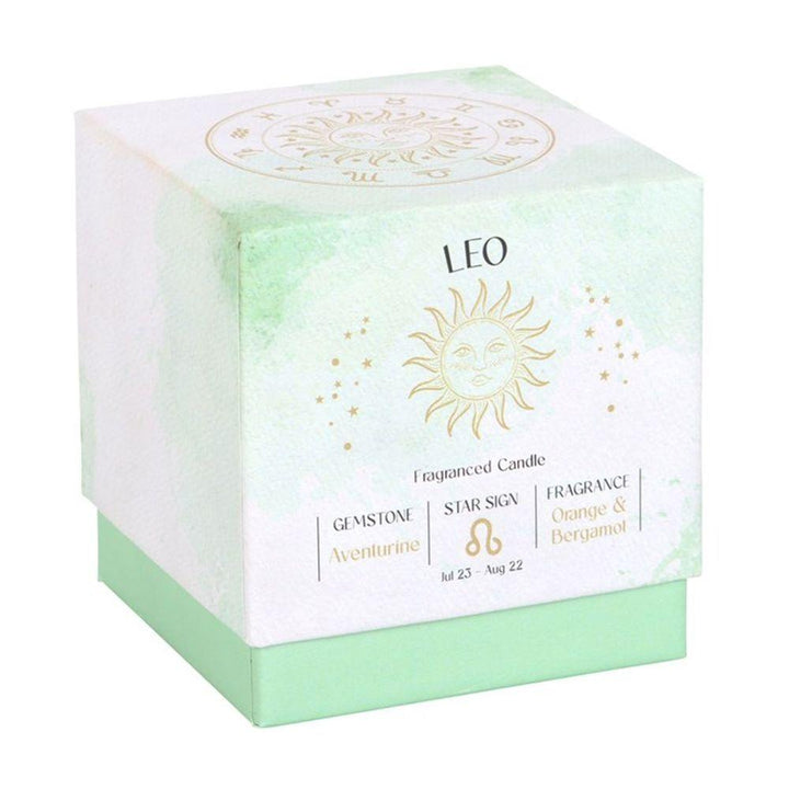 Leo Orange & Bergamot Gemstone Zodiac Candle - Home Decor Emporium