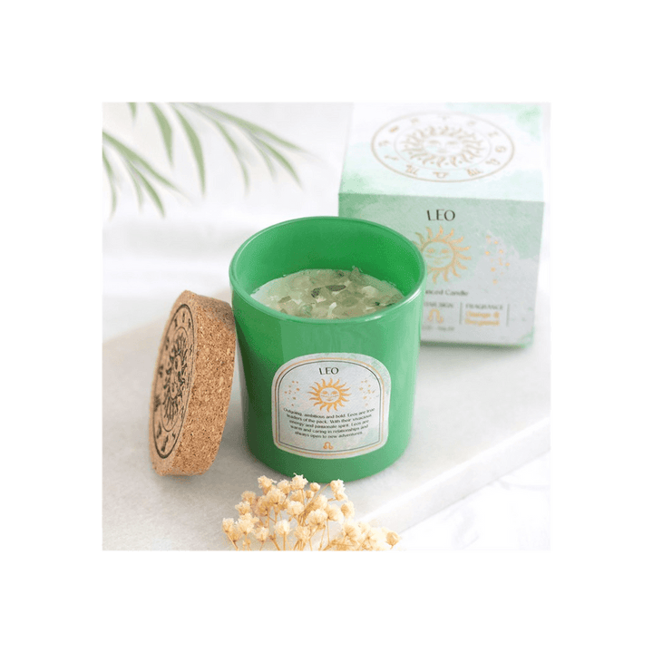 Leo Orange & Bergamot Gemstone Zodiac Candle - Home Decor Emporium