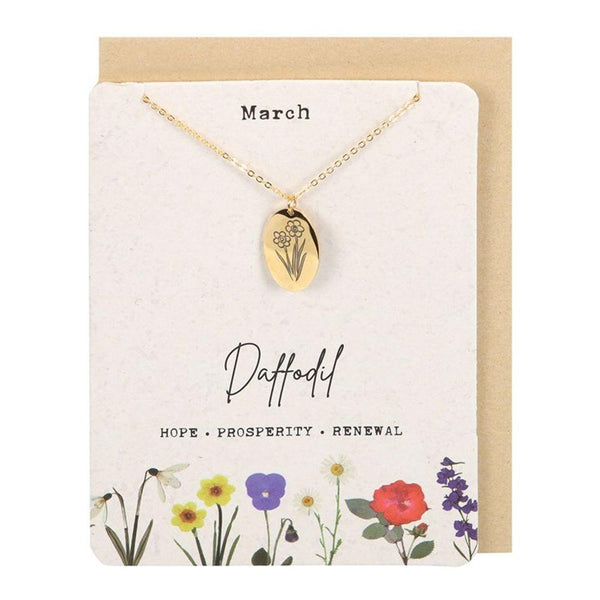 March Daffodil Birth Flower Necklace Card - Home Decor Emporium