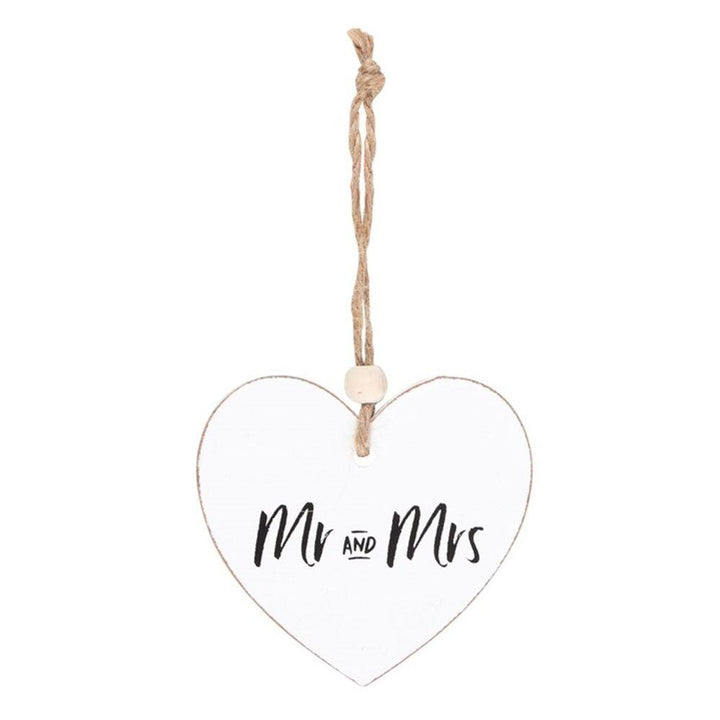 Mr and Mrs Hanging Heart Sentiment Sign - Home Decor Emporium