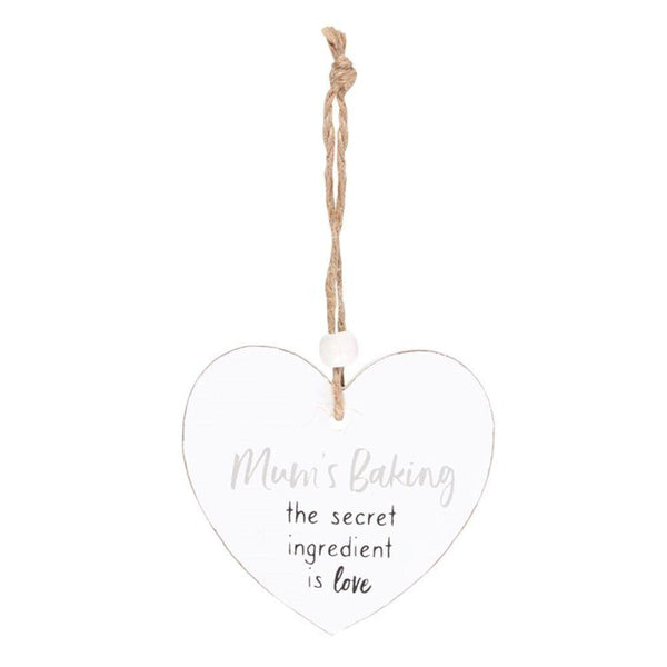 Mum's Baking Secret Ingredient Hanging Heart Sentiment Sign - Home Decor Emporium